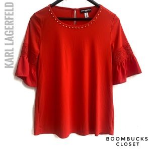 New Karl Lagerfeld Ruffle  Bell Sleeves / beaded